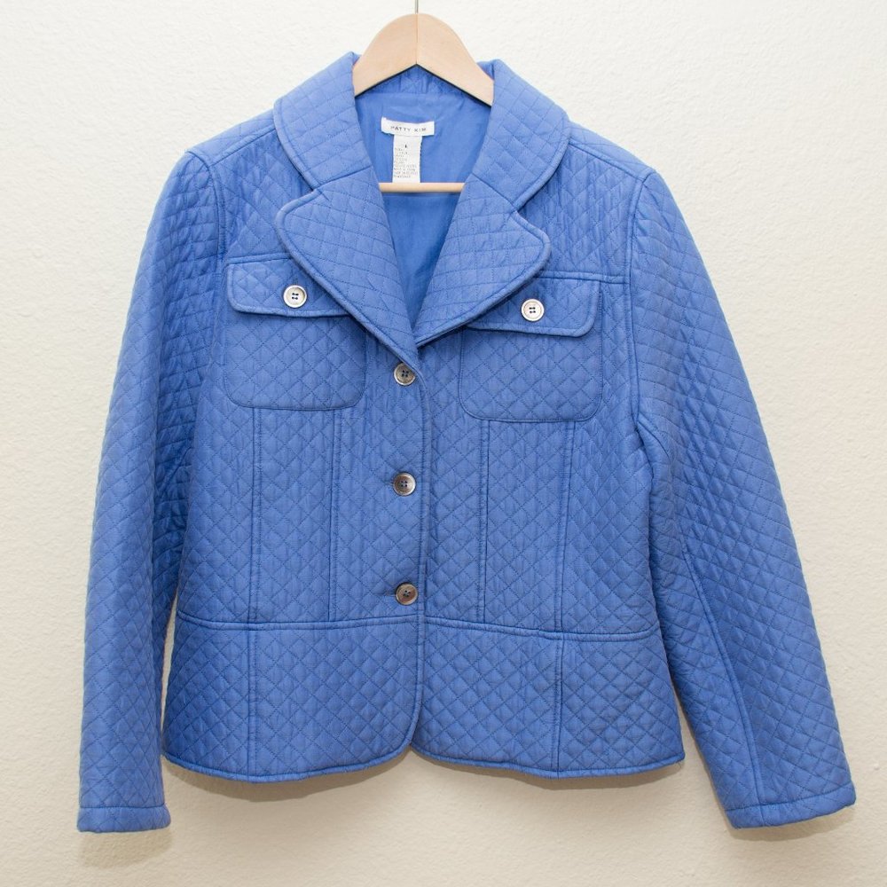 Patty Kim Periwinkle Blue Quilted Silk Jacket
